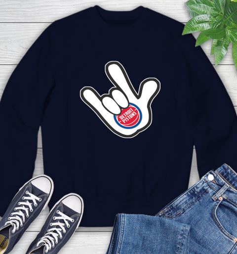 Detroit Pistons NBA Basketball Mickey Rock Hand Disney Sweatshirt 3