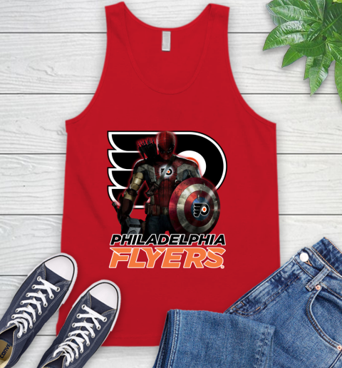 NHL Captain America Thor Spider Man Hawkeye Avengers Endgame Hockey Philadelphia Flyers Tank Top 6