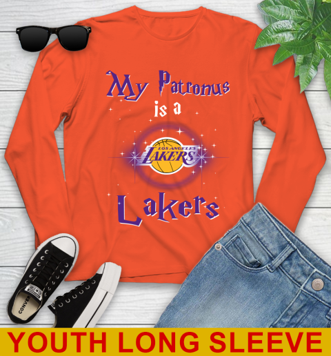 NBA Basketball Harry Potter My Patronus Is A Los Angeles Lakers Youth Long Sleeve 3