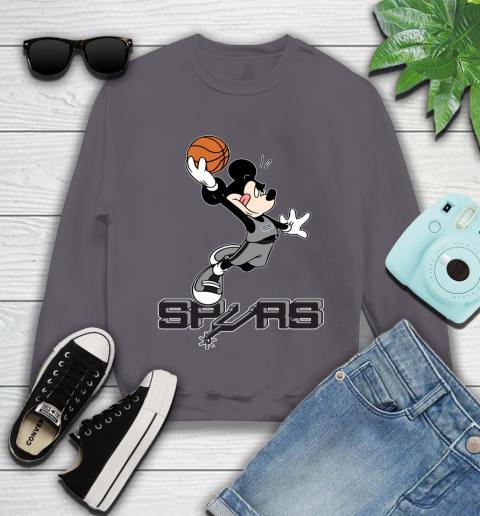 NBA Basketball San Antonio Spurs Cheerful Mickey Mouse Shirt Youth Sweatshirt 5