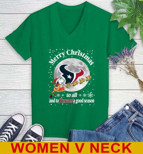Houston Texans Merry Christmas To All And To Texans A Good Season NFL Football Sports Women's V-Neck T-Shirt 5