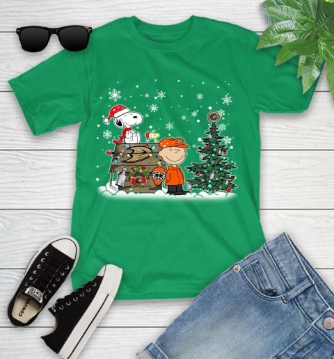 NHL Anaheim Ducks Snoopy Charlie Brown Woodstock Christmas Stanley Cup Hockey Youth T-Shirt 8