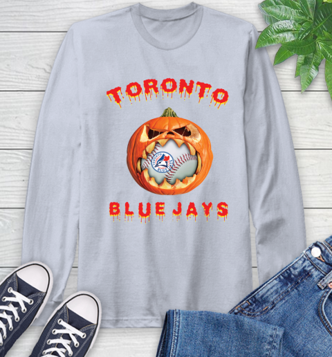 MLB Toronto Blue Jays Halloween Pumpkin Baseball Sports Long Sleeve T-Shirt 6