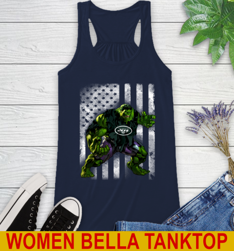 New York Jets Hulk Marvel Avengers NFL Football American Flag Racerback Tank - Image 10