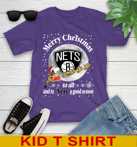 Brooklyn Nets Merry Christmas To All And To Nets A Good Season NBA Basketball Sports Youth T-Shirt 3