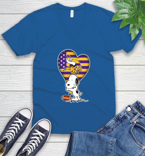 Minnesota Vikings NFL Football The Peanuts Movie Adorable Snoopy V-Neck T-Shirt 6