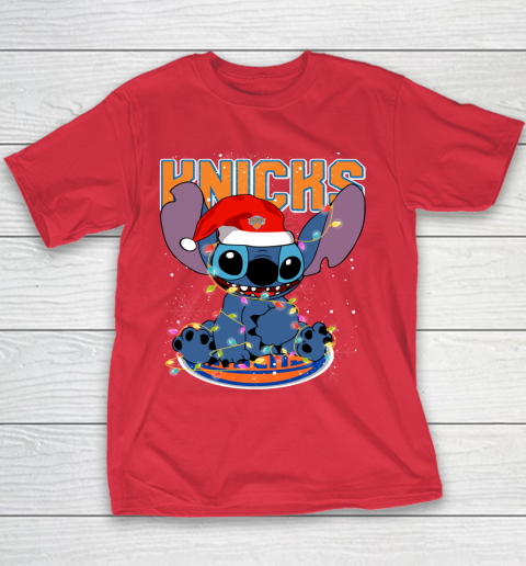 New York Knicks NBA noel stitch Basketball Christmas Youth T-Shirt 6