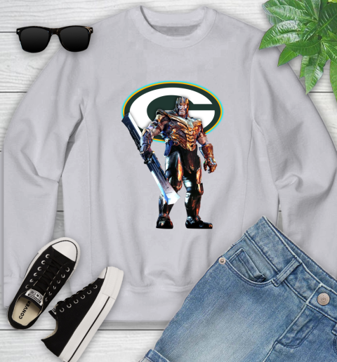 NFL Thanos Gauntlet Avengers Endgame Football Green Bay Packers Youth Sweatshirt 4