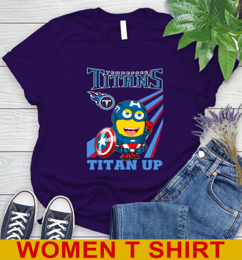 NFL Football Tennessee Titans Captain America Marvel Avengers Minion Titan Up Shirt Women's T-Shirt 4