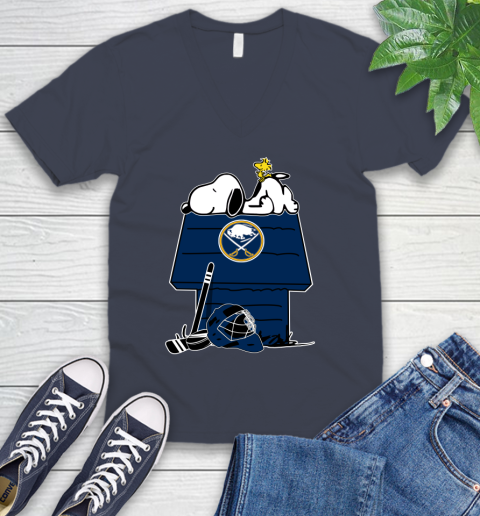 Buffalo Sabres NHL Hockey Snoopy Woodstock The Peanuts Movie V-Neck T-Shirt 9