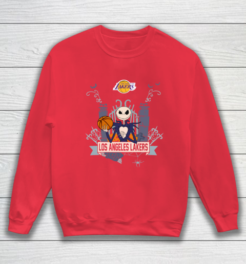 NBA Los Angeles Lakers Basketball Jack Skellington Halloween Sweatshirt 7