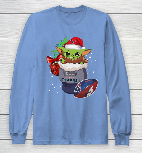 Houston Texans Christmas Baby Yoda Star Wars Funny Happy NFL Long Sleeve T-Shirt 11