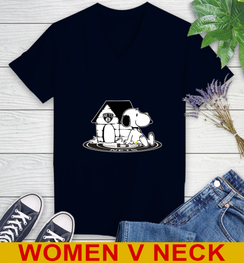 NBA Basketball Brooklyn Nets Snoopy The Peanuts Movie Shirt Women's V-Neck T-Shirt 3