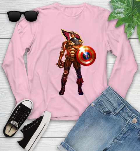 NFL Captain America Marvel Avengers Endgame Football Sports Arizona Cardinals Youth Long Sleeve 10