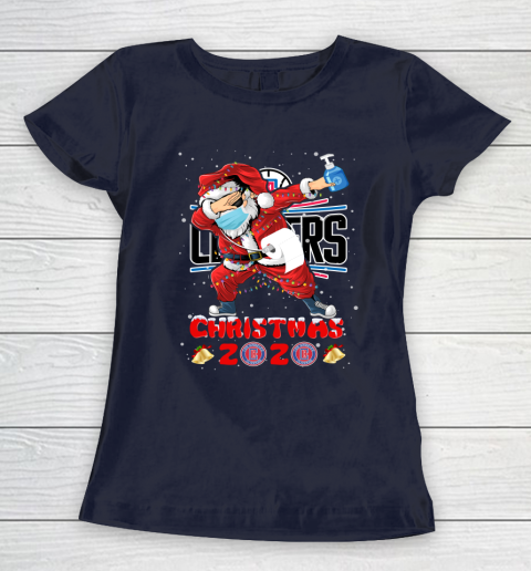 LA Clippers Funny Santa Claus Dabbing Christmas 2020 NBA Women's T-Shirt 2