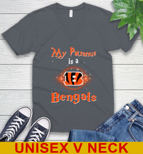 NFL Football Harry Potter My Patronus Is A Cincinnati Bengals V-Neck T-Shirt 4