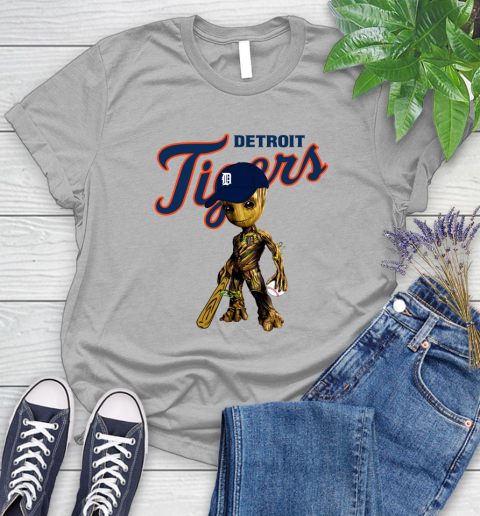 MLB Detroit Tigers Groot Guardians Of The Galaxy Baseball Women's T-Shirt 5
