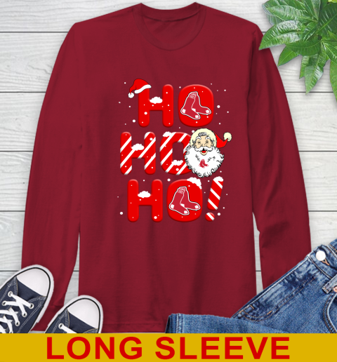 Boston Red Sox MLB Baseball Ho Ho Ho Santa Claus Merry Christmas Shirt Long Sleeve T-Shirt 9