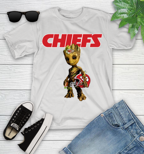 Kansas City Chiefs NFL Football Groot Marvel Guardians Of The Galaxy Youth T-Shirt