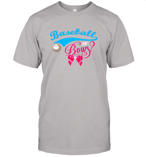 nskq cute baseball or bows gender reveal party jersey t shirt 60 front ash