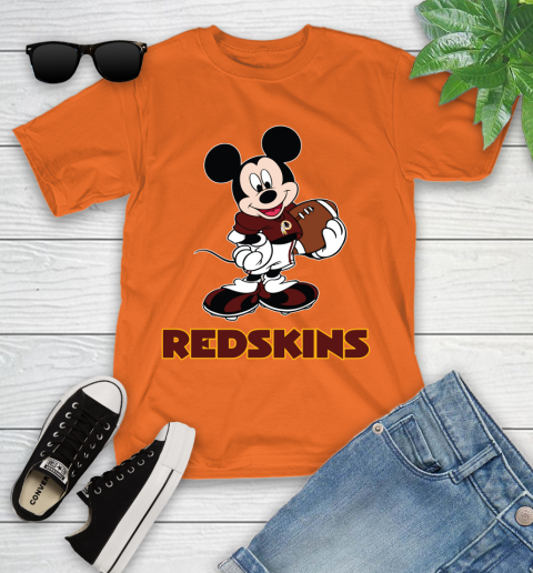 NFL Football Washington Redskins Cheerful Mickey Mouse Shirt Youth T-Shirt 7
