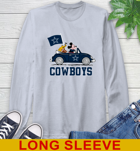 NFL Football Dallas Cowboys Pluto Mickey Driving Disney Shirt Long Sleeve T-Shirt 6
