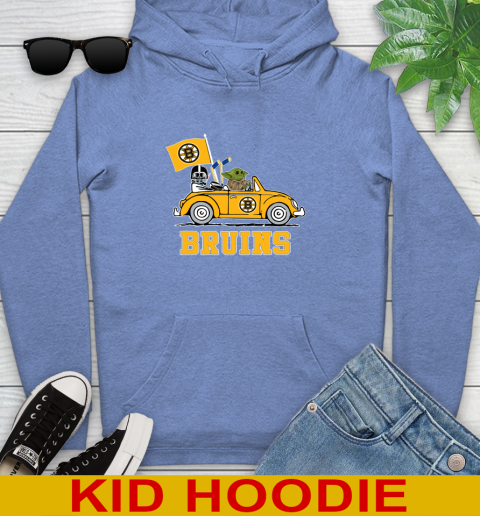 NHL Hockey Boston Bruins Darth Vader Baby Yoda Driving Star Wars Shirt Youth Hoodie 12