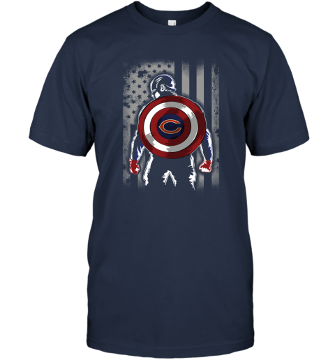 Chicago Bears NFL Football Captain America Marvel Avengers American Flag  Shirt Hoodie