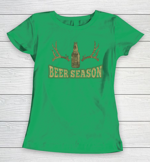 Beer Season Funny Camo Deer Hunting Pun Men Who Love Beers Women's T-Shirt 3