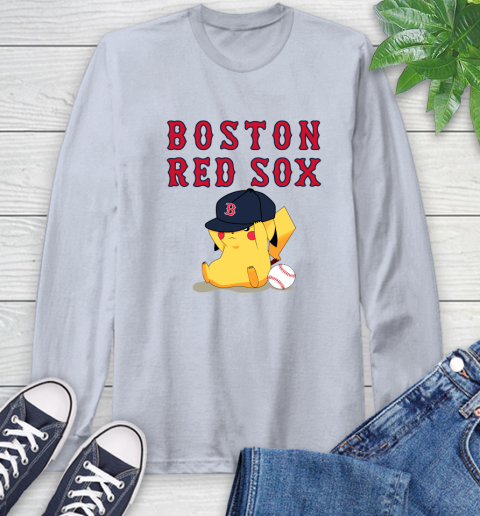 MLB Pikachu Baseball Sports Boston Red Sox Long Sleeve T-Shirt 6