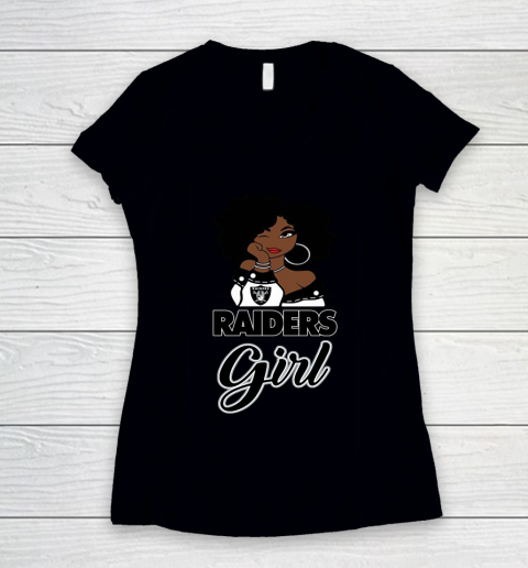 Oakland Raiders Girl NFL Women's V-Neck T-Shirt