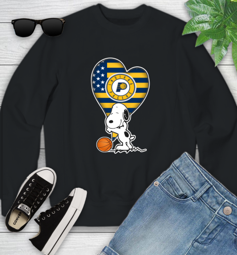 Indiana Pacers NBA Basketball The Peanuts Movie Adorable Snoopy Youth Sweatshirt 2