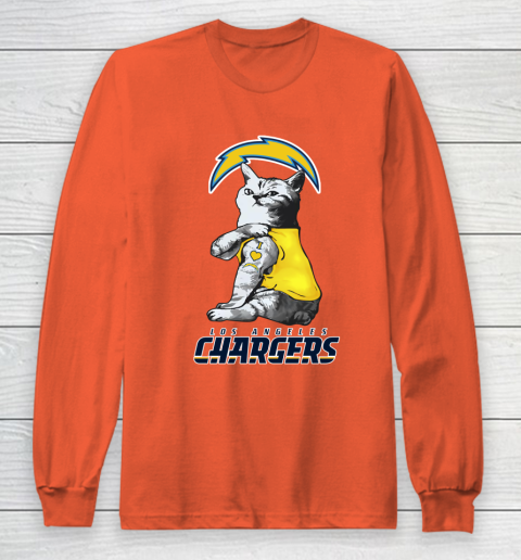 NFL Football My Cat Loves Los Angeles Chargers Long Sleeve T-Shirt 3