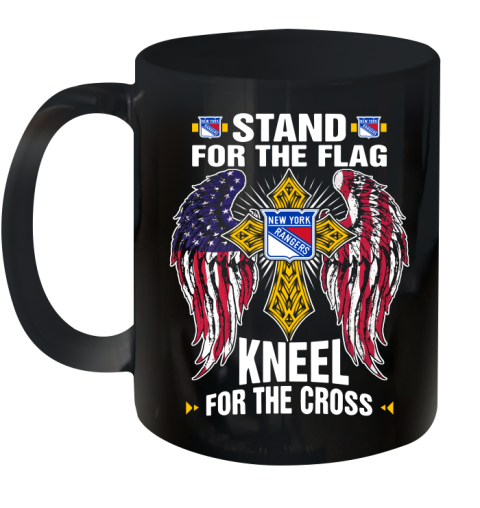 NHL Hockey New York Rangers Stand For Flag Kneel For The Cross Shirt Ceramic Mug 11oz