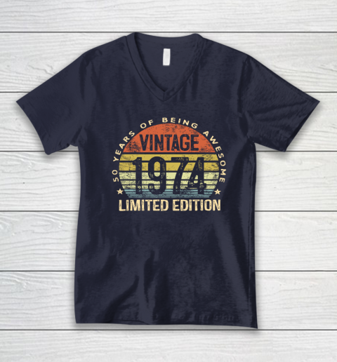 50 Year Old Gifts Vintage 1974 Limited Edition 50th Birthday V-Neck T-Shirt 2