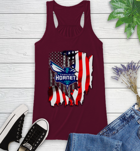 Charlotte Hornets NBA Basketball American Flag Racerback Tank 2