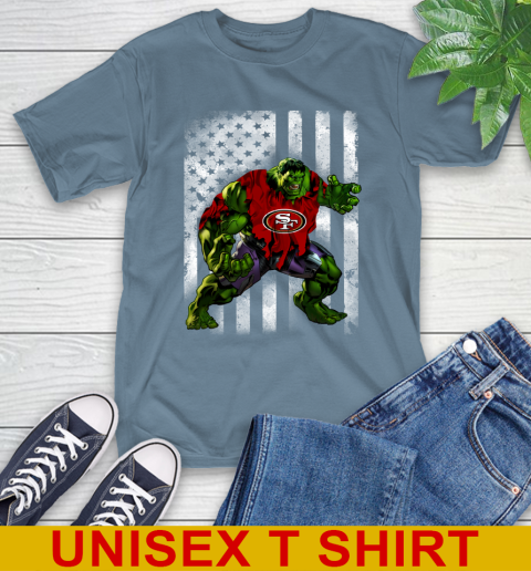 San Francisco 49ers Hulk Marvel Avengers NFL Football American Flag T-Shirt 8