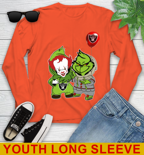 Oakland Raiders Baby Pennywise Grinch Christmas NFL Football Youth Long Sleeve 4