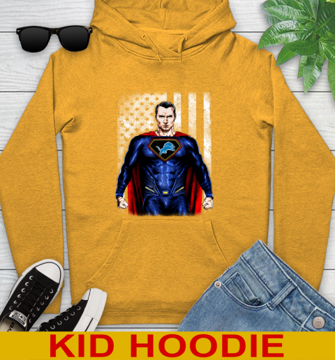 NFL Football Detroit Lions Superman DC Shirt Youth Hoodie - Image 3