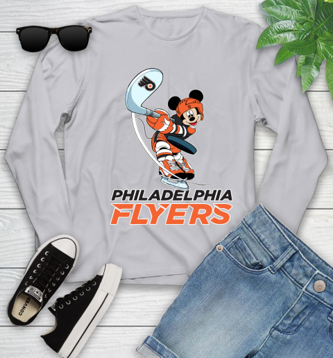NHL Hockey Philadelphia Flyers Cheerful Mickey Mouse Shirt Youth Long Sleeve 5