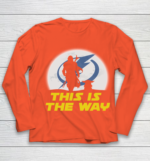 Tampa Bay Lightning NHL Ice Hockey Star Wars Yoda And Mandalorian This Is The Way Youth Long Sleeve 3