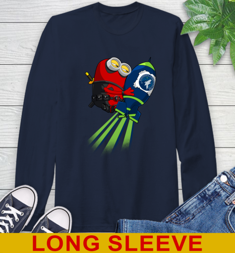 NBA Basketball Minnesota Timberwolves Deadpool Minion Marvel Shirt Long Sleeve T-Shirt 3