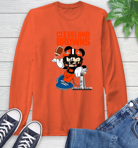 NFL Cleveland Browns Mickey Mouse Disney Super Bowl Football T Shirt Long Sleeve T-Shirt 5