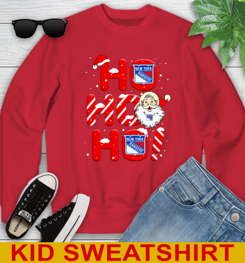 New York Rangers NHL Hockey Ho Ho Ho Santa Claus Merry Christmas Shirt Youth Sweatshirt 7