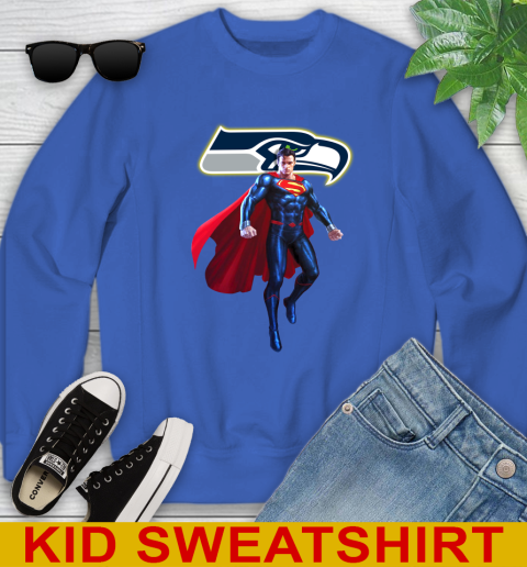 NFL Superman DC Sports Football Seattle Seahawks Youth Sweatshirt 7
