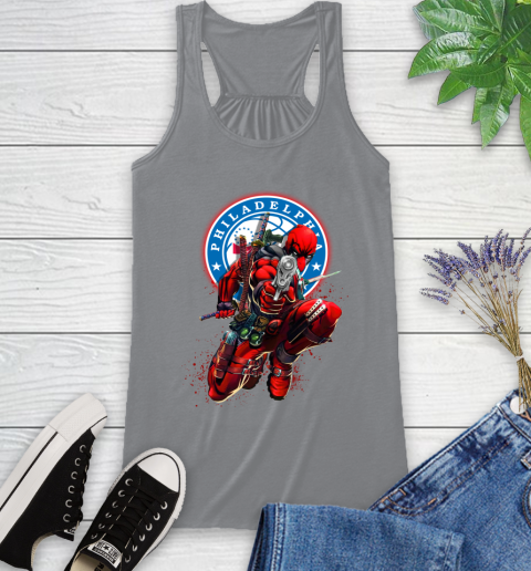 NBA Deadpool Marvel Comics Sports Basketball Philadelphia 76ers Racerback Tank 5