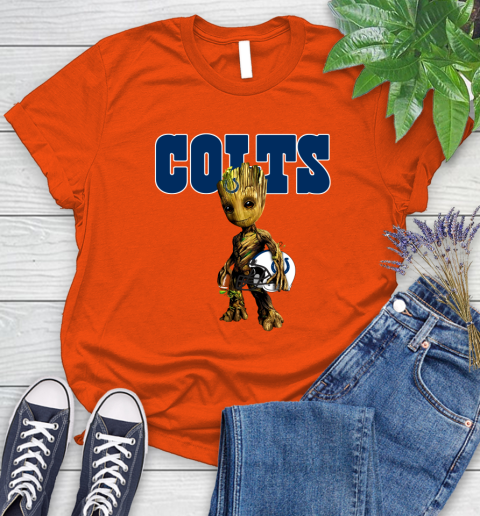 Indianapolis Colts NFL Football Groot Marvel Guardians Of The Galaxy Women's T-Shirt 4