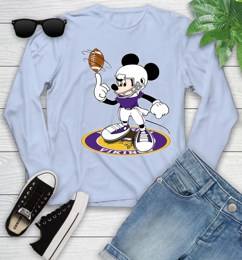 NFL Football Minnesota Vikings Cheerful Mickey Disney Shirt Youth Long Sleeve 9