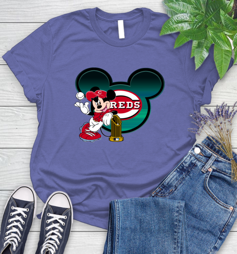 MLB Cincinnati Reds The Commissioner's Trophy Mickey Mouse Disney Women's T-Shirt 11