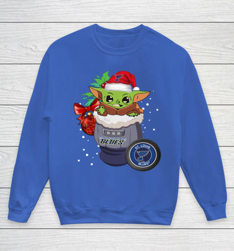 St.Louis Blues Christmas Baby Yoda Star Wars Funny Happy NHL Youth Sweatshirt 8